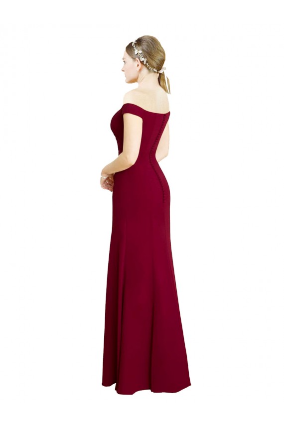 Inexpensive Off the Shoulder Long Chiffon Prom Dress with Pleats UK