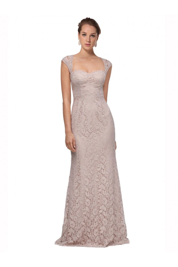 Inexpensive Sweetheart Neckline Cap Sleeves Lace Prom Dress with Twist UK