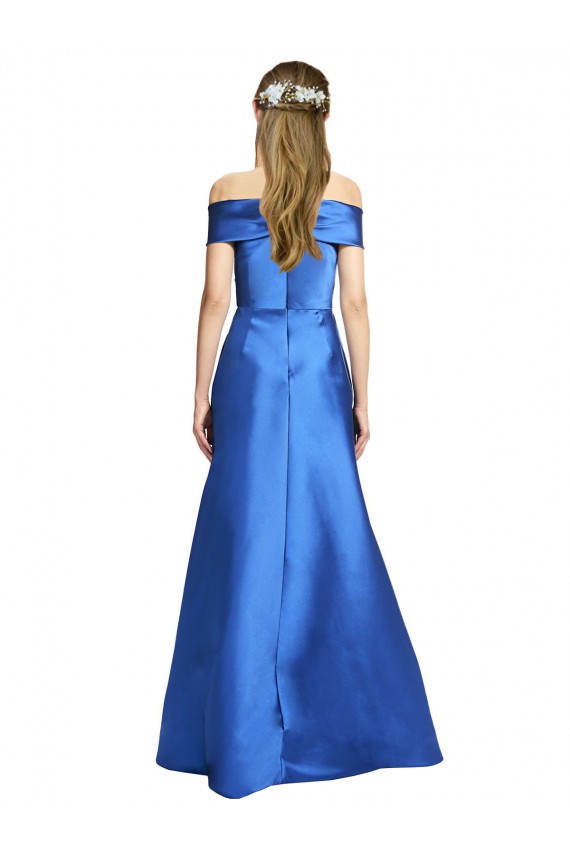 Inexpensive Sleeveless Off the Shoulder Ball Gown Satin Prom Dress UK