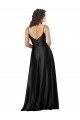 Inexpensive Full Length V-Neckline Silky Satin Prom Dress with Full Skirt UK