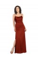 Inexpensive Floor-Length Silky Satin Prom Dress with Skirt Slit UK