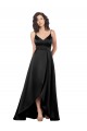 Inexpensive High Low V-Neckline Silky Satin Tulip Prom Dress with Wrap Skirt UK