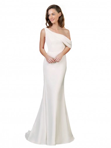 Inexpensive One Shoulder Crepe Prom Dress with Draped Off the Shoulder Strap UK