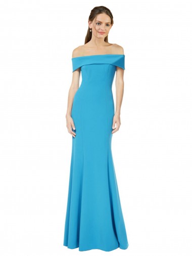 Inexpensive Off the Shoulder Crepe Prom Dress with Fitted Silhouette UK