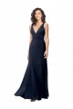 Inexpensive Classic V-Neck Long Stretch Crepe Prom Dress with V-Back UK