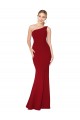 Inexpensive One Shoulder Long High Neck Sleeveless Mermaid Crepe Prom Dress UK