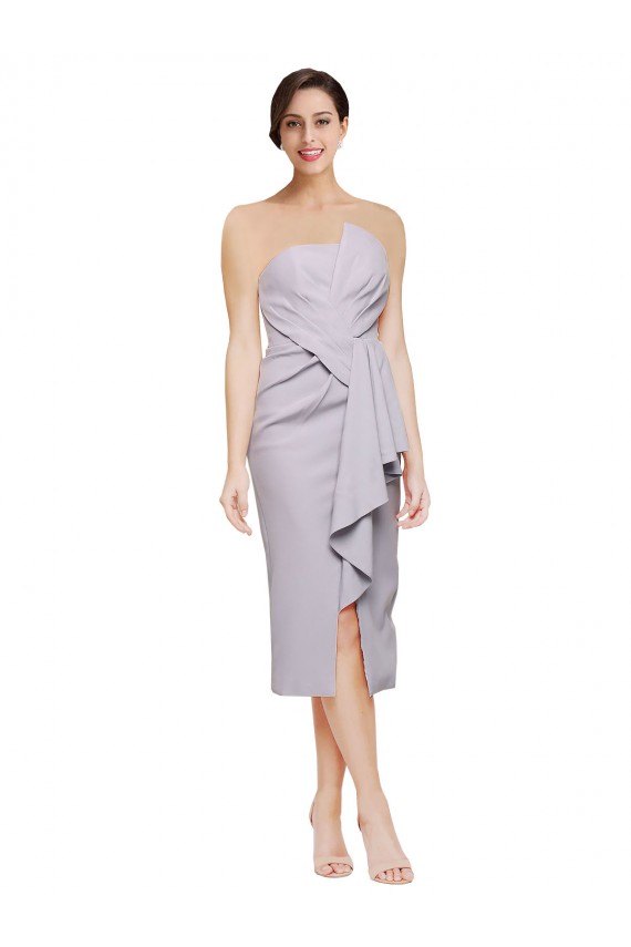 Inexpensive Short Strapless Crepe Cocktail Prom Dress / Homecoming Dress with Ruffles UK