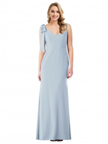 Inexpensive V-Back Bow Shoulder Trumpet Prom Dress UK