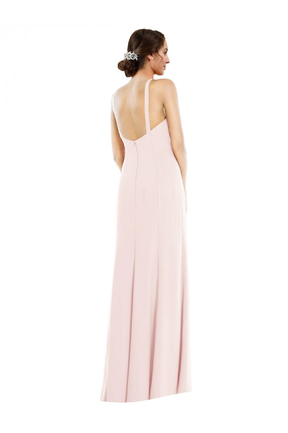 Inexpensive Criss Cross Halter Princess Line Trumpet Crepe Prom Dress UK