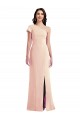 Inexpensive One Shoulder Cap Sleeves Trumpet Crepe Prom Dress with Front Slit UK