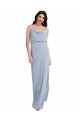 Inexpensive Draped Cowl Neck Long Crepe Prom Dress with Spaghetti Straps UK