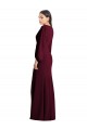 Inexpensive Long Puff Sleeve V-Neck Trumpet Maxi Prom Dress UK