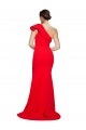 Inexpensive One Shoulder Long Sweep Train Crepe Prom Dress with Thigh High Split UK