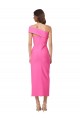 Inexpensive One Shoulder Neckline Short Midi Length Crepe Cocktail Prom Dress / Homecoming Dress UK
