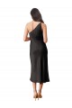 Inexpensive Sleek One Shoulder Midi Length Short Stretch Satin Slip Cocktail Prom Dress / Homecoming Dress UK