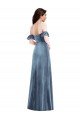 Inexpensive Ruffle Sleeve Off the Shoulder Velvet Maxi Prom Dress UK