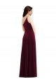 Inexpensive One Shoulder Spaghetti Strap Velvet Maxi Prom Dress with Pockets UK